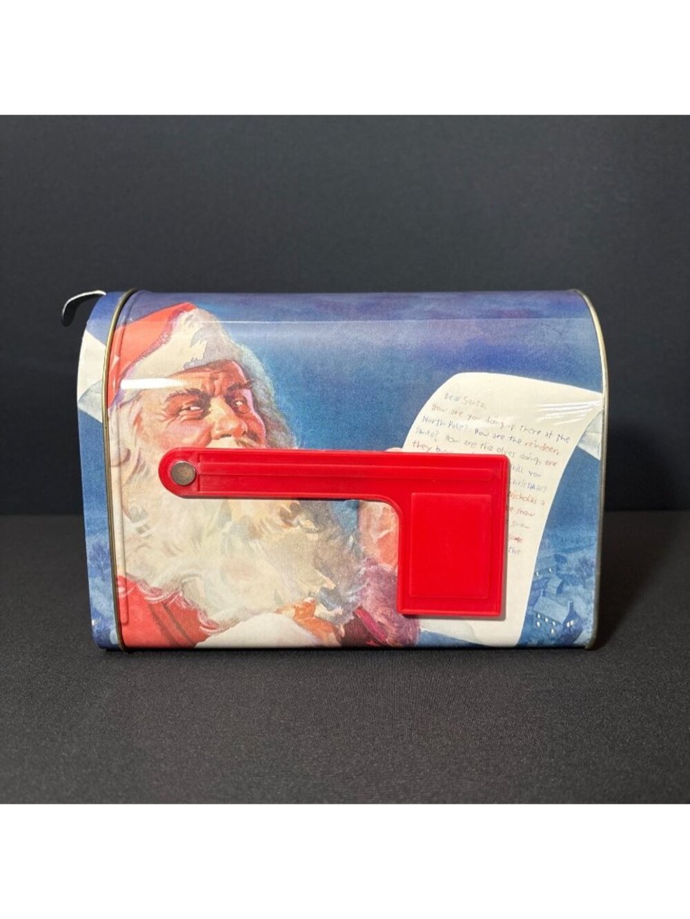 Christmas Mailbox Santa Claus With Red Flag Vintage Metal Letters to Santa Art - Picture 3 of 13
